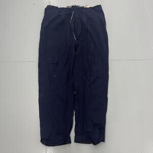 Vintage 50s Navy Wool Pleated Wide Leg Trousers 38x30